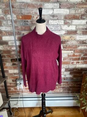Loft Berry Red Long Sleeve High Neck Sweater Size M